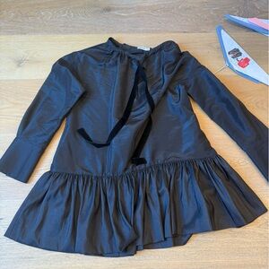 Black Ruffled Long Sleeve Dress